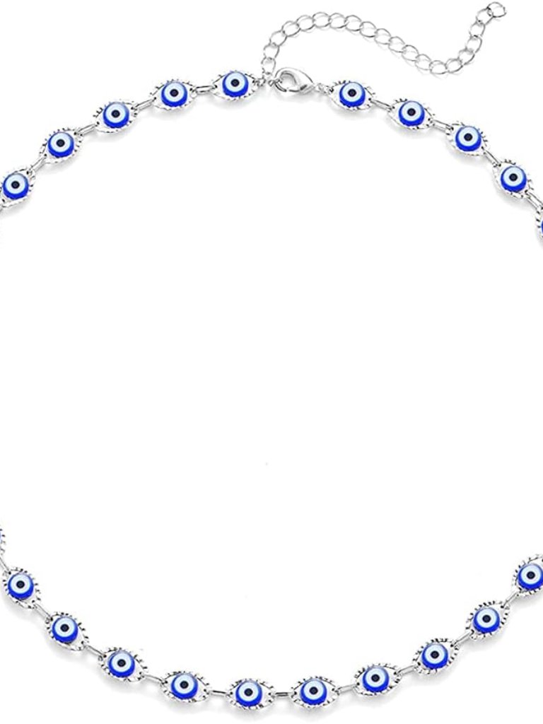 Evil Eye Necklace Blue Evil Eye Choker Ojo Hamsa Pendant Necklace Lucky Turkish